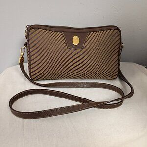 ❤️VINTAGE MARK CROSS BROWN CANVAS CROSSBODY CLUTCHPURSE